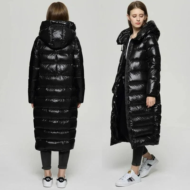 Lange Winter-Daunenjacke Für Damen | Mit Kapuze