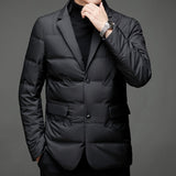 Stylische Herren Daunenjacke Mit Knopfleiste Und Tasche | Winter