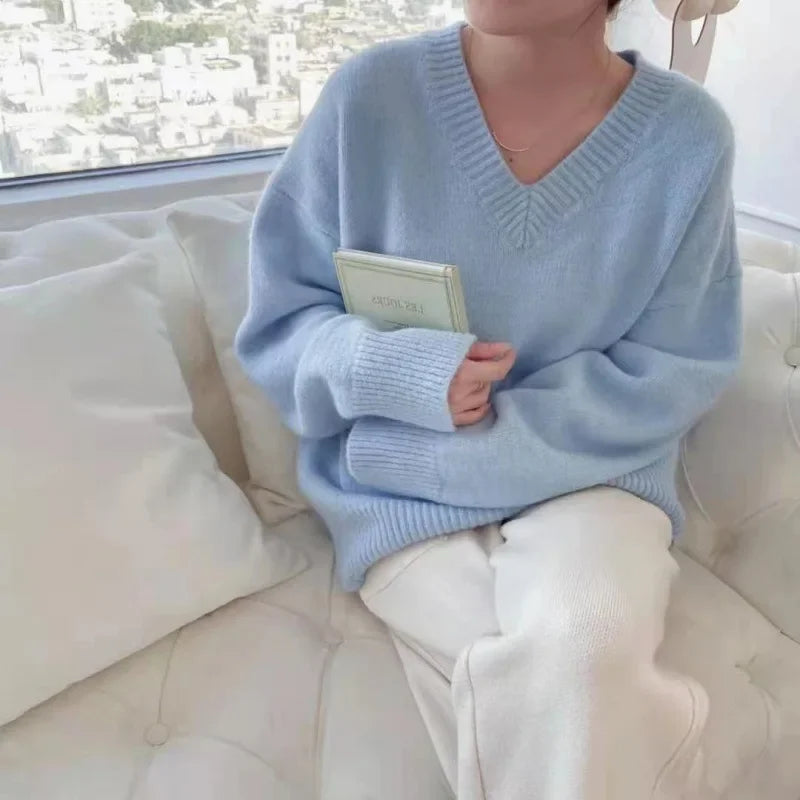 Damen-Kaschmirpullover Mit V-Ausschnitt Für Den Winter | Langarm