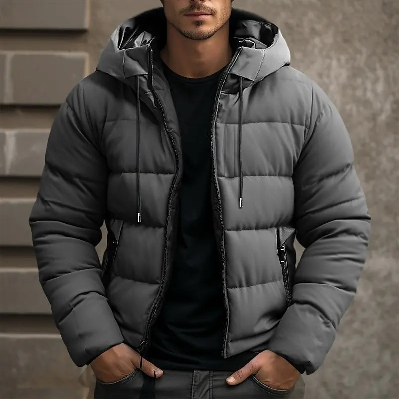 Herren Winterjacke Mit Kapuze Und Langen Ärmeln | Puffer