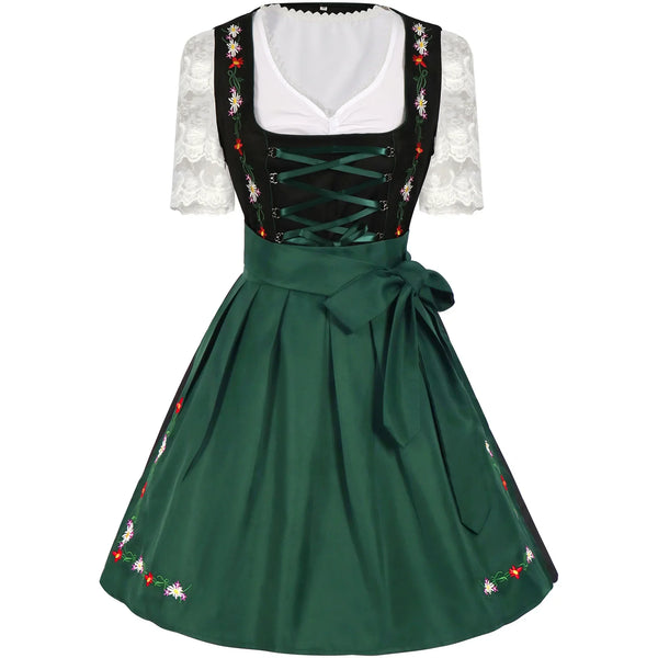 Traditionelles Oktoberfest-Dirndl Für Damen | Grün Und Schwarz