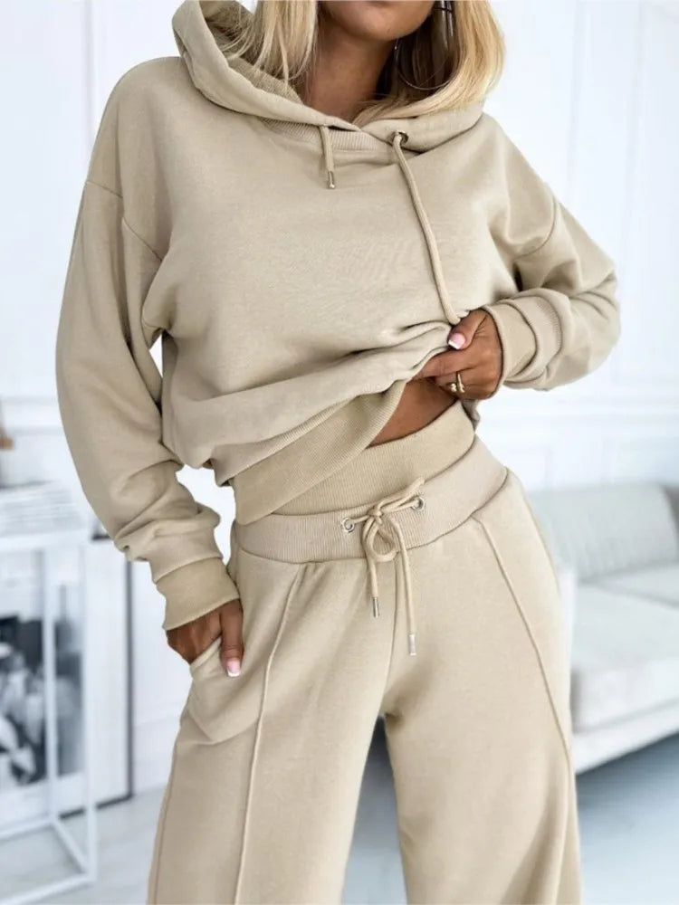 Damen Freizeit Hoodie Und Hose Set | Trainingsanzug