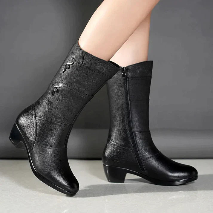 Damen Schwarze Stiefel Mit Blockabsatz | Winter