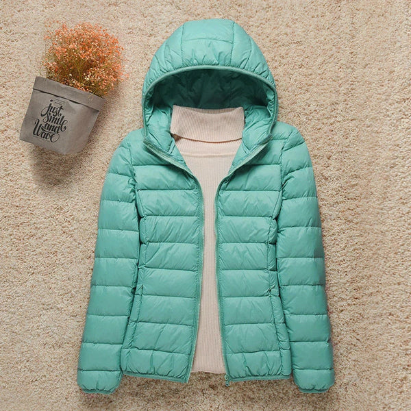 Stylische Winterjacke Mit Reißverschluss Und Kapuze Und Langen Ärmeln | Winter