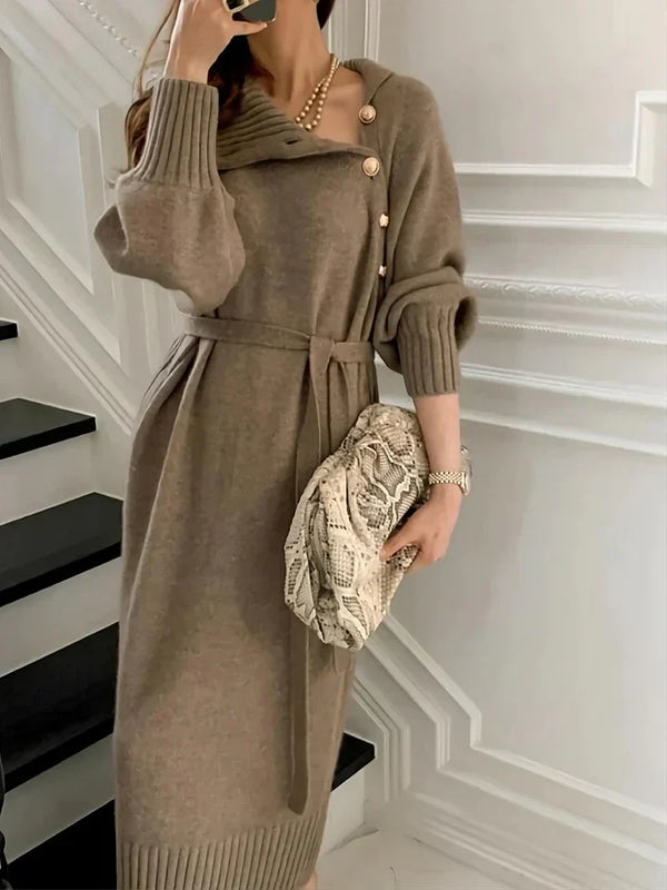 Asymmetrisches Pulloverkleid Für Damen | Geknöpft