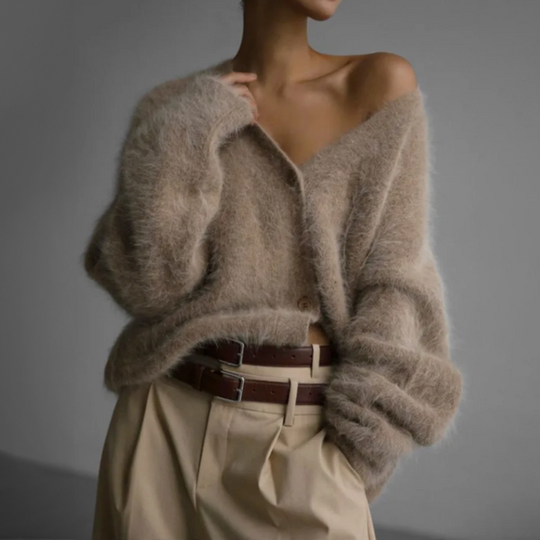 Oversize Kaschmir Winterweste Mit V-Ausschnitt Für Damen | Langarm