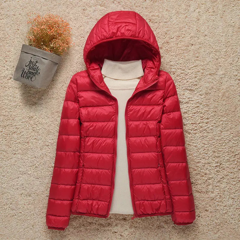 Stylische Winterjacke Mit Reißverschluss Und Kapuze Und Langen Ärmeln | Winter
