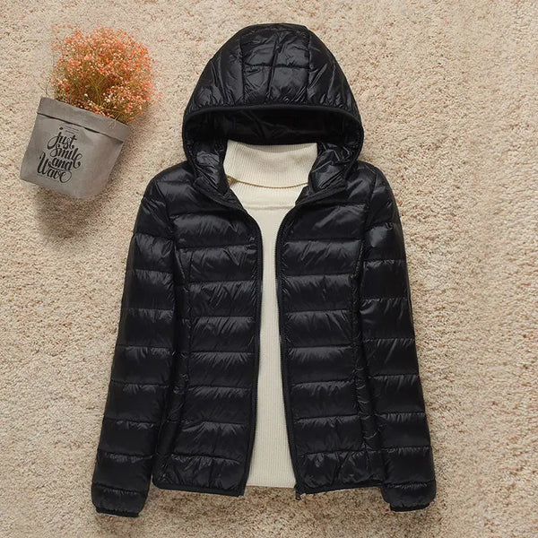 Stylische Winterjacke Mit Reißverschluss Und Kapuze Und Langen Ärmeln | Winter