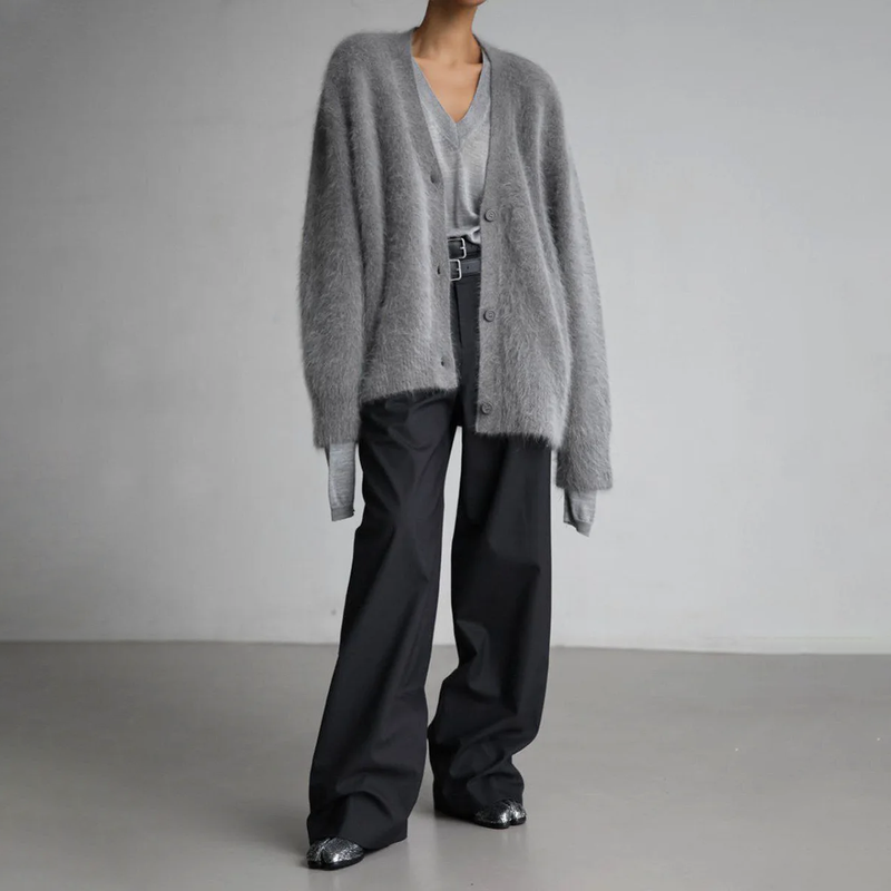 Oversize Kaschmir Winterweste Mit V-Ausschnitt Für Damen | Langarm