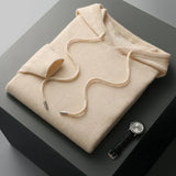 Einfarbiger Kaschmir-Hoodie Mit Langen Ärmeln Für Herren | Winter
