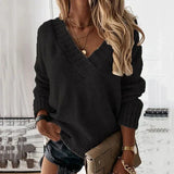 V-Ausschnitt-Strickpullover Für Damen | Locker Geschnitten