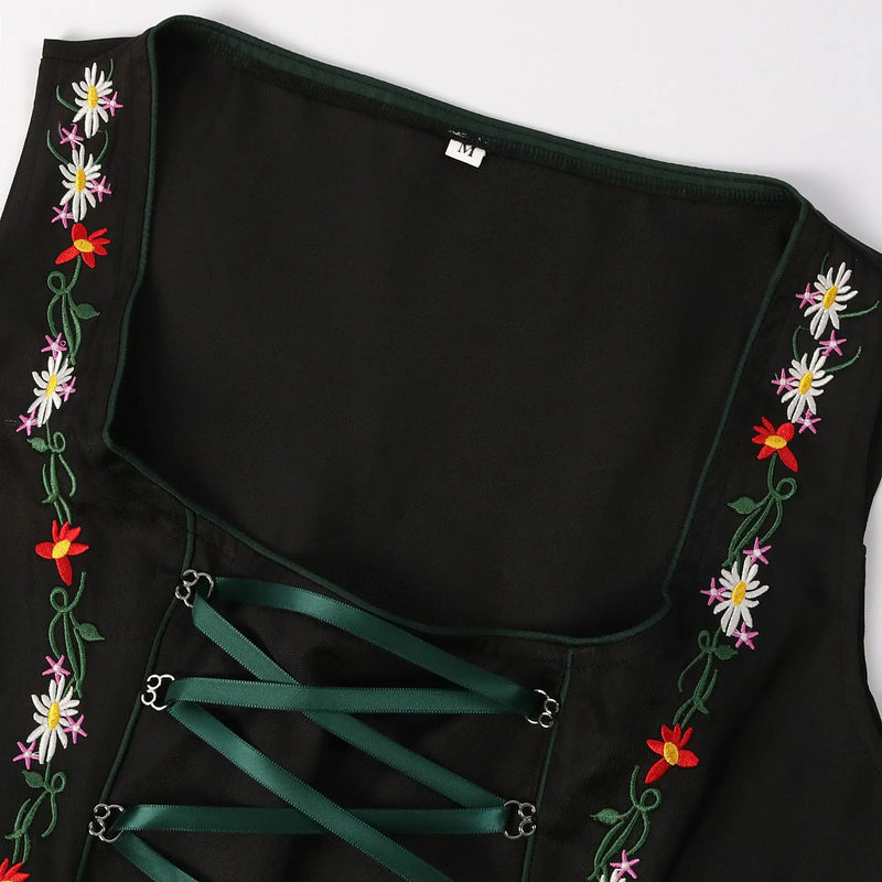 Traditionelles Oktoberfest-Dirndl Für Damen | Grün Und Schwarz