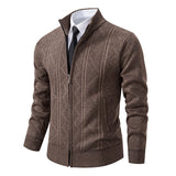 Gestreifte Strickjacke Mit Stehkragen | Lange Ärmel
