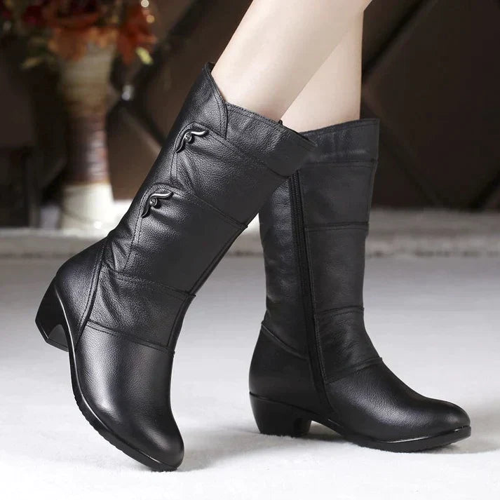 Damen Schwarze Stiefel Mit Blockabsatz | Winter