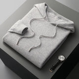 Einfarbiger Kaschmir-Hoodie Mit Langen Ärmeln Für Herren | Winter