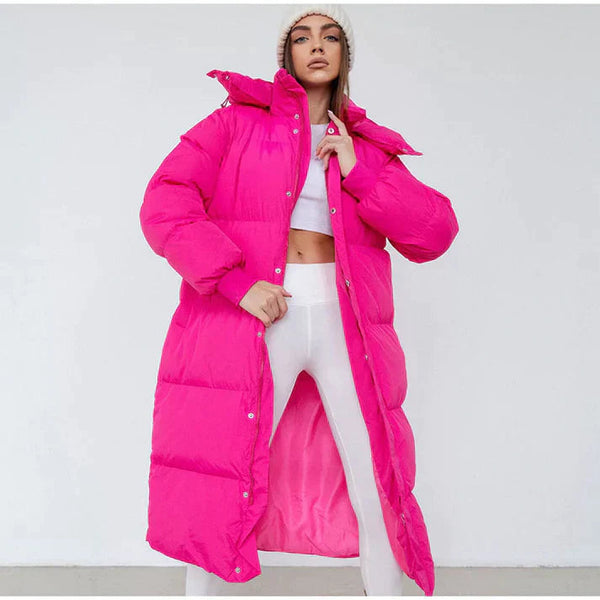 Lange Pufferjacke Für Damen | Mit Kapuze
