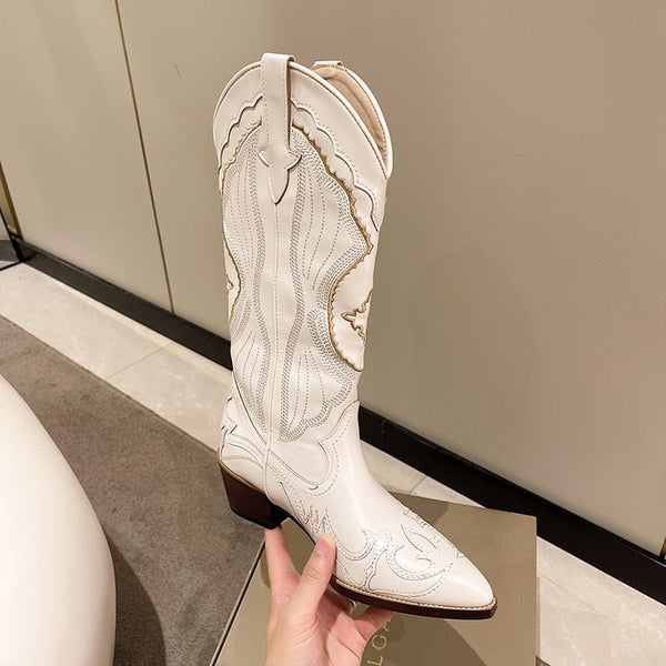 Hohe Weiße Damenstiefel | Kniehoch