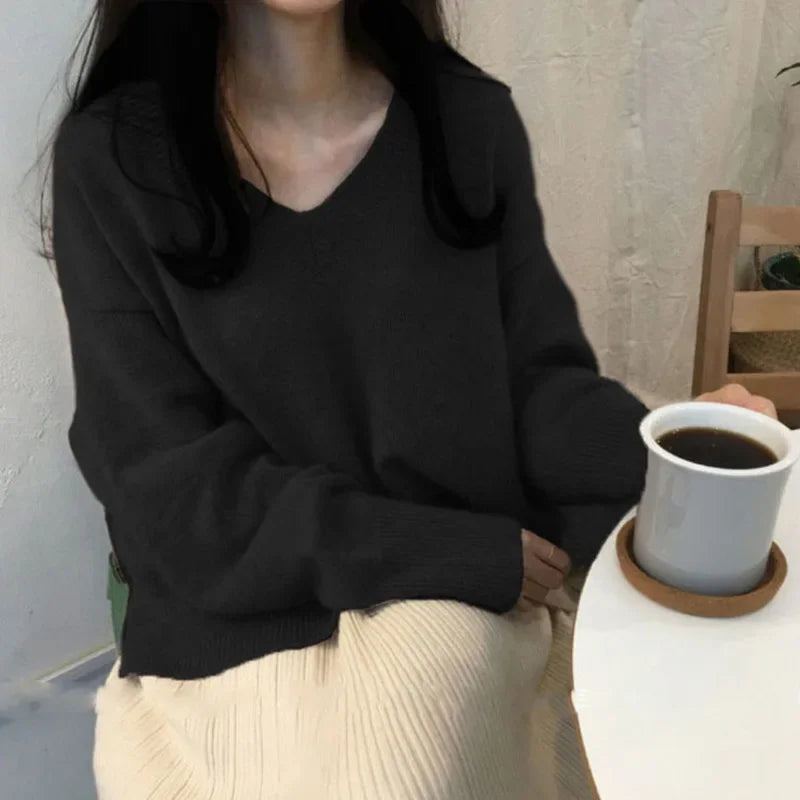 Damen-Kaschmirpullover Mit V-Ausschnitt Für Den Winter | Langarm