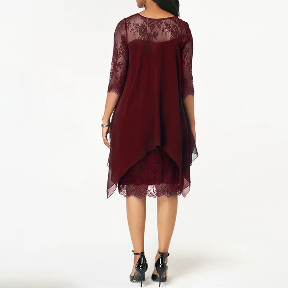 Damen Elegantes Kleid | Fließender Schnitt Mit Spitze