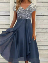 Amandine | Elegantes Blumenkleid Für Damen | Kurzarm