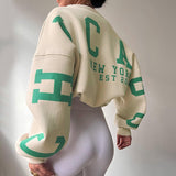Übergroßer Kapuzenpullover Mit Rundhalsausschnitt Für Damen | Locker geschnittenes Design