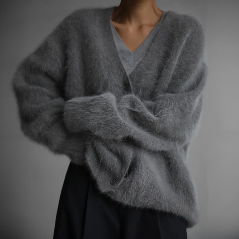 Oversize Kaschmir Winterweste Mit V-Ausschnitt Für Damen | Langarm