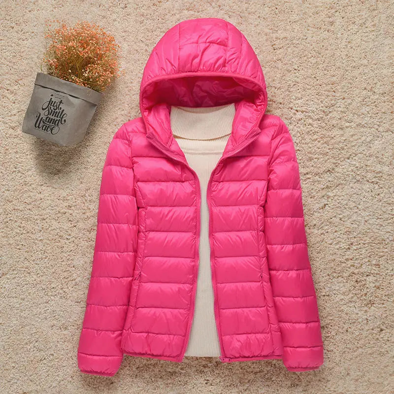Stylische Winterjacke Mit Reißverschluss Und Kapuze Und Langen Ärmeln | Winter
