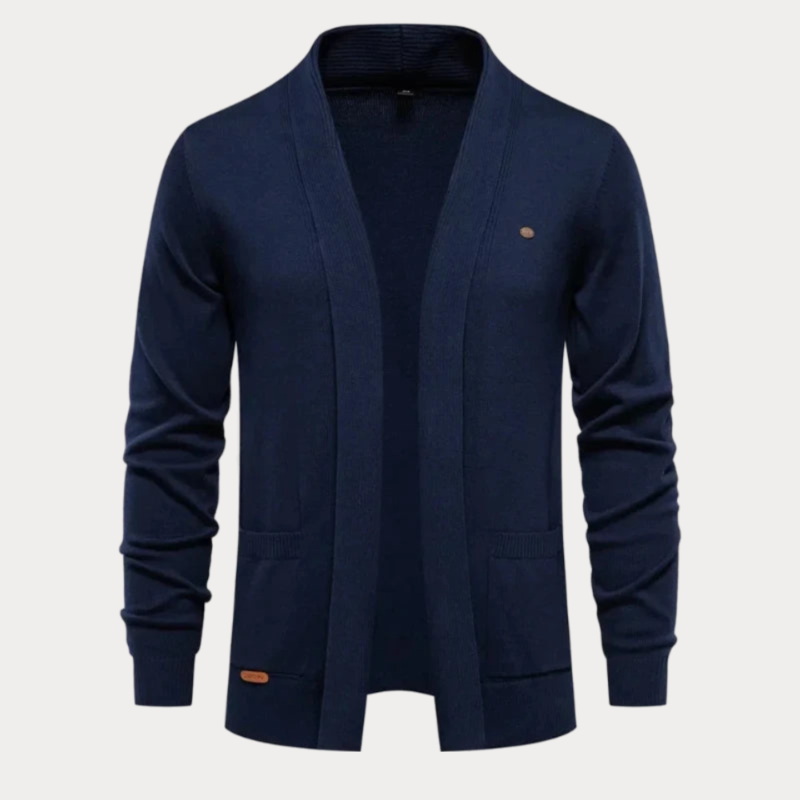 Klassische Strickjacke Mit Offener Vorderseite Für Herren | Schalkragen