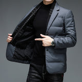 Stylische Herren Daunenjacke Mit Knopfleiste Und Tasche | Winter