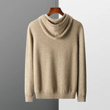 Einfarbiger Kaschmir-Hoodie Mit Langen Ärmeln Für Herren | Winter
