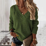 V-Ausschnitt-Strickpullover Für Damen | Locker Geschnitten