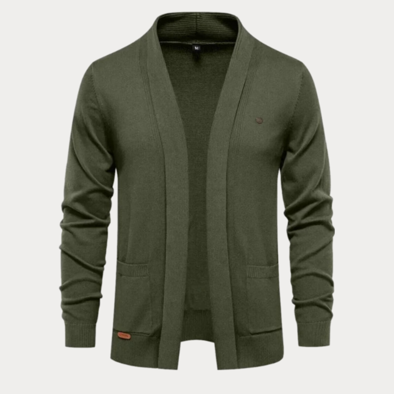 Klassische Strickjacke Mit Offener Vorderseite Für Herren | Schalkragen