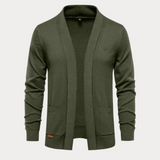Klassische Strickjacke Mit Offener Vorderseite Für Herren | Schalkragen