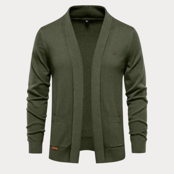 Klassische Strickjacke Mit Offener Vorderseite Für Herren | Schalkragen