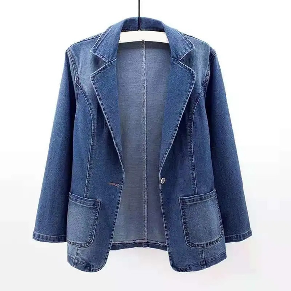 Langärmliger Jeansblazer Für Damen | Mit Taschen