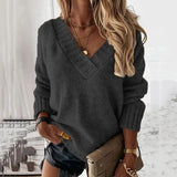 V-Ausschnitt-Strickpullover Für Damen | Locker Geschnitten