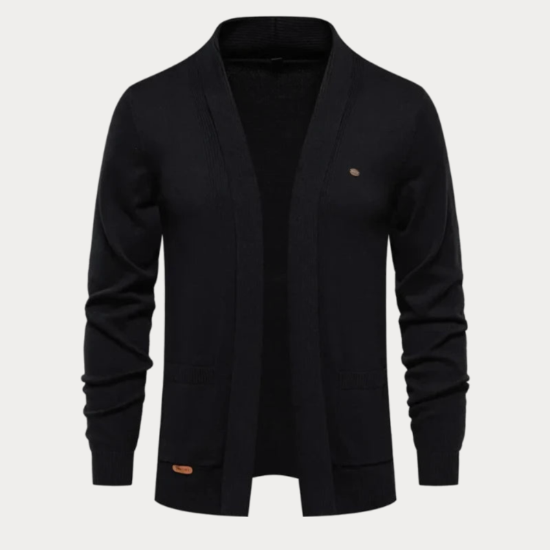 Klassische Strickjacke Mit Offener Vorderseite Für Herren | Schalkragen