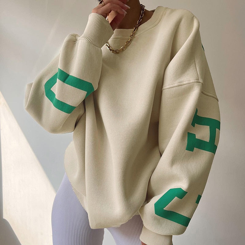 Übergroßer Kapuzenpullover Mit Rundhalsausschnitt Für Damen | Locker geschnittenes Design