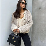Kurzer Cardigan Mit Goldenen Knöpfen Für Damen | Warm