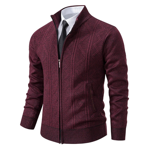 Gestreifte Strickjacke Mit Stehkragen | Lange Ärmel