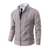 Gestreifte Strickjacke Mit Stehkragen | Lange Ärmel