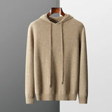 Einfarbiger Kaschmir-Hoodie Mit Langen Ärmeln Für Herren | Winter