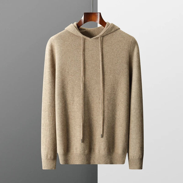 Einfarbiger Kaschmir-Hoodie Mit Langen Ärmeln Für Herren | Winter