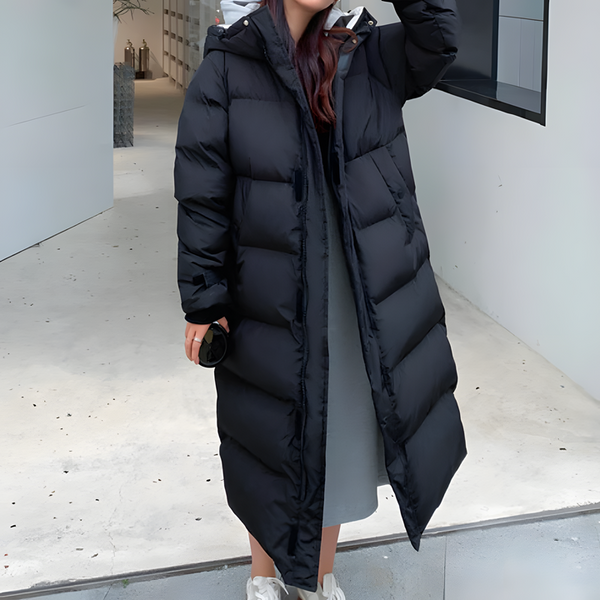 Lange Puffer-Winterjacke Für Damen Mit Langen Ärmeln | Stilvoll