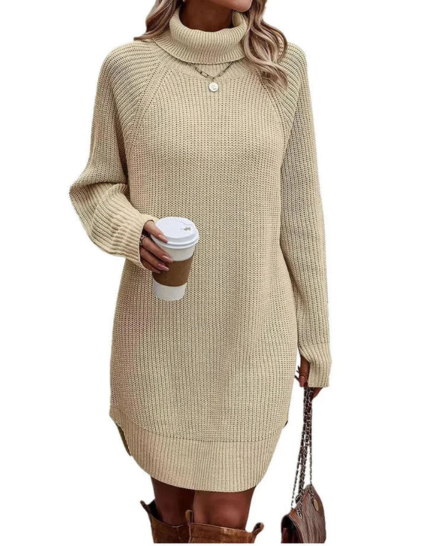 Strickpulloverkleid Mit Hohem Kragen | Winter