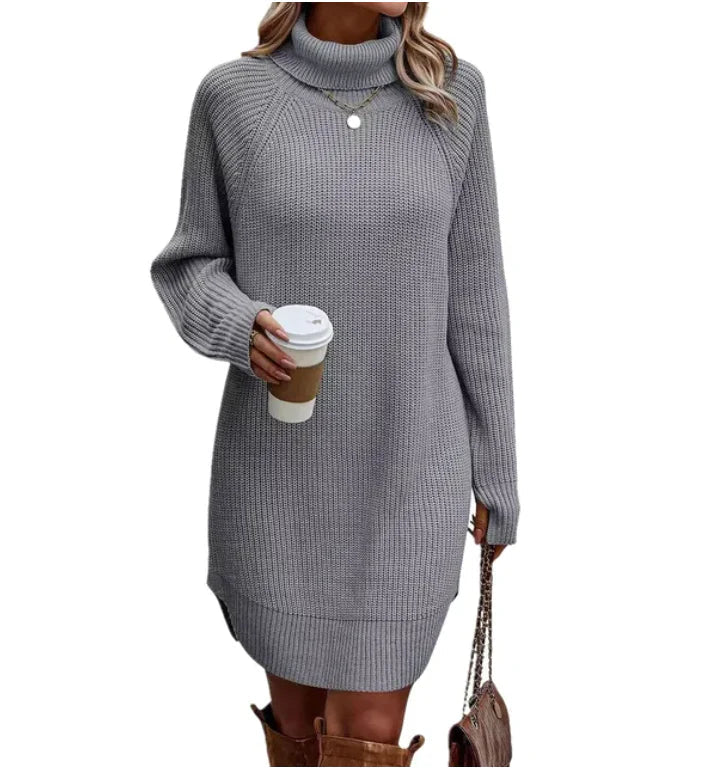Strickpulloverkleid Mit Hohem Kragen | Winter