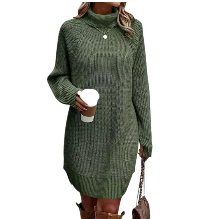 Strickpulloverkleid Mit Hohem Kragen | Winter