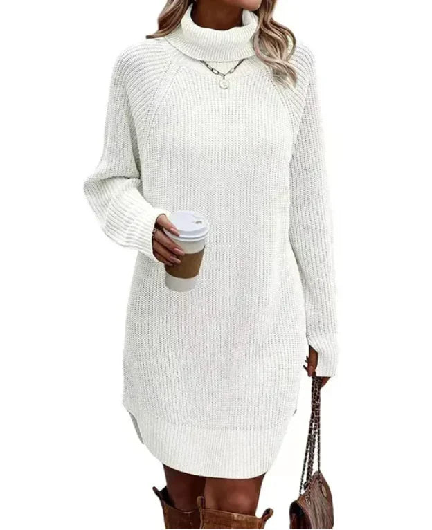 Strickpulloverkleid Mit Hohem Kragen | Winter