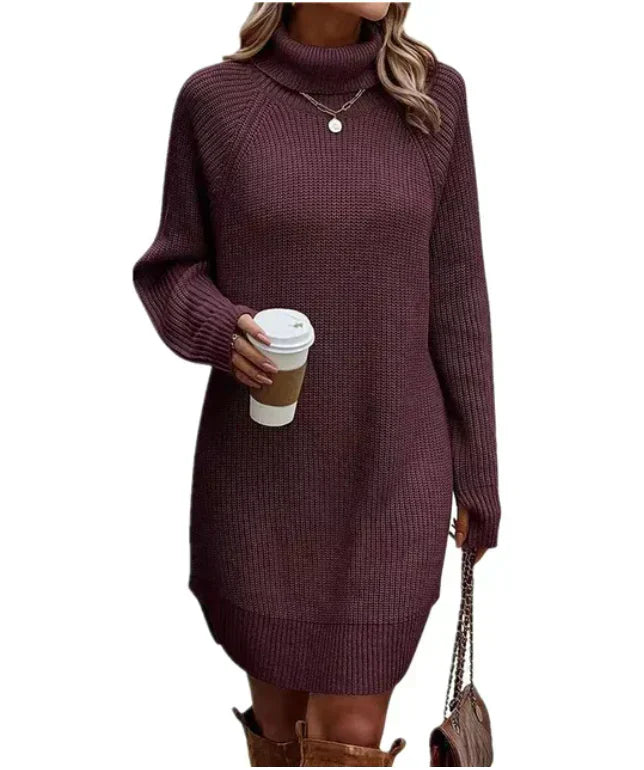 Strickpulloverkleid Mit Hohem Kragen | Winter