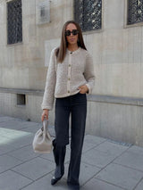 Kurzer Cardigan Mit Goldenen Knöpfen Für Damen | Warm